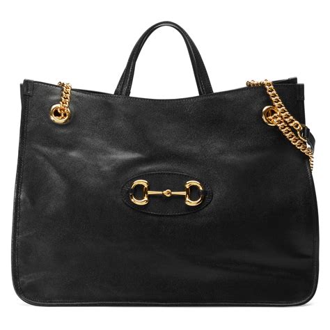 gucci horsebit leather tote